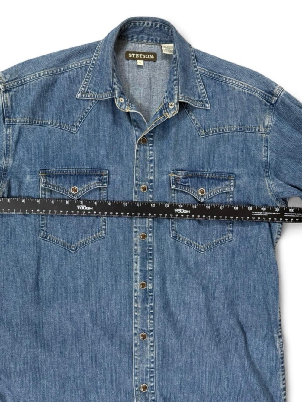 Stetson Blue Denim Brown Snap Button Western Shirt Women’s Size M - Picture 4 of 7